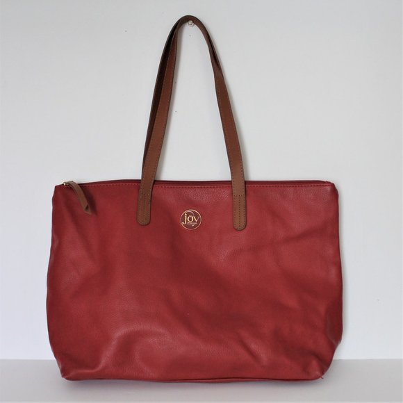 Joy Mangano Red Leather Tote - Picture 1 of 7